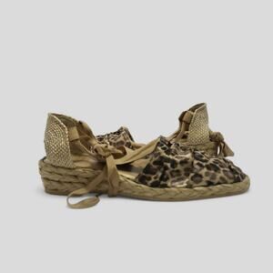 Stuart Weitzman Animal‎ Print Woven Tie Espridrille Sandals Sz 8.5 Balletcore